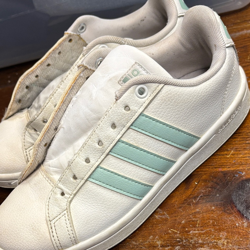 Adidas Women's Cream and Mint Sneakers